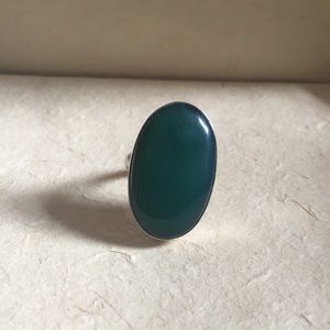 Green quartz sterling silver ring, boho ring